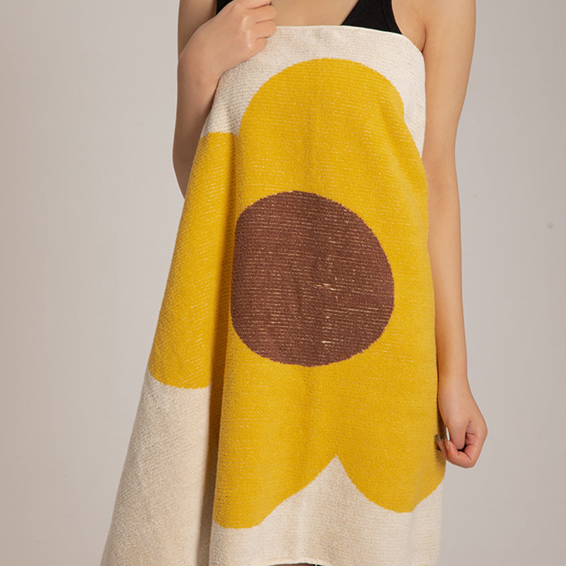 Flower Pattern Cotton Bath Towel | Breathable & Soft | 70cm x 140cm