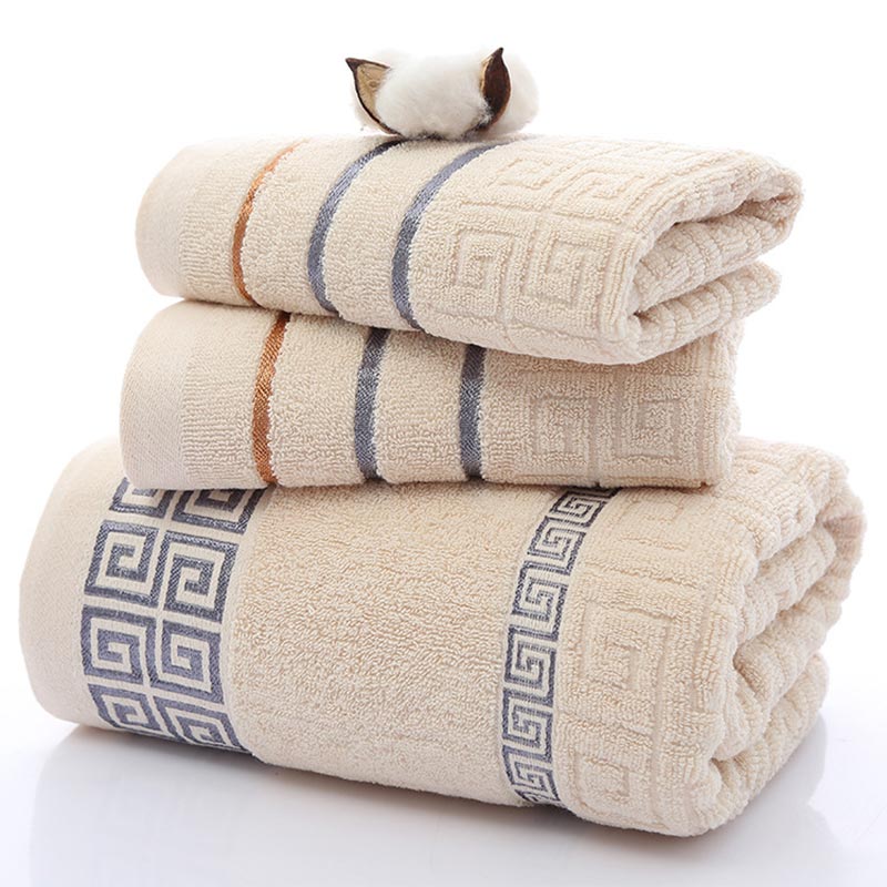 Cotton Bath Towel Set | Soft & Absorbent | 2 Hand Towels & 1 Bath Towel