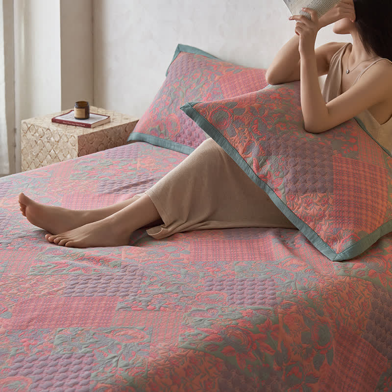 Cotton Gauze Quilt | 100% Organic Cotton | Floral Design, Multiple Sizes