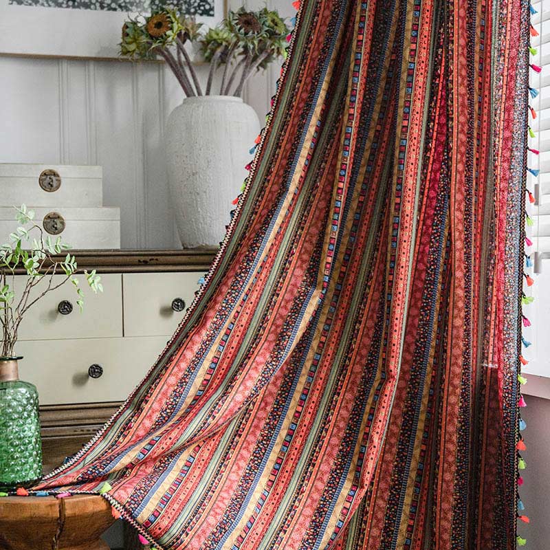 Boho Tassel Curtain | Cotton Blend | Semi-Blackout