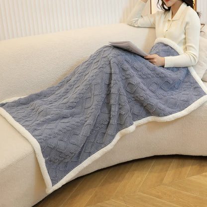 Argyle Pattern Fleece Shawl Blanket | Ultra-Soft Polyester | 35" x 55"