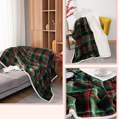 Christmas Plaid Throw Blanket | Soft Polyester | Multiple Sizes