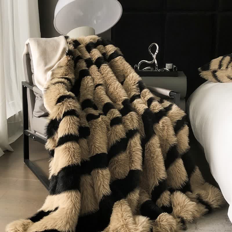 Zebra Print Blanket | Faux Fur Polyester | 39" x 63"