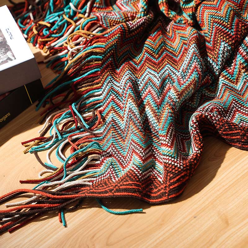 Striped Tassel Blanket | Soft Acrylic Fiber | Multiple Sizes