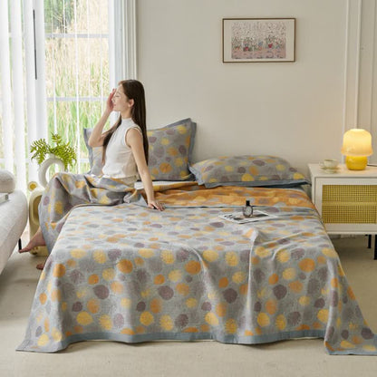 Cotton Gauze Reversible Quilt | Yarn-Dyed Jacquard | Full/Queen/King Sizes