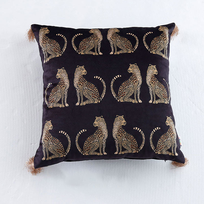Leopard Print Suede Pillowcase | Tassel Design | 2 Sizes