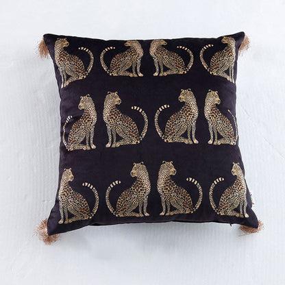 Leopard Print Suede Pillowcase | Tassel Design | 2 Sizes