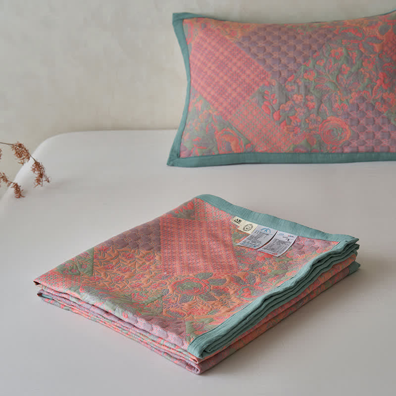 Cotton Gauze Quilt | 100% Organic Cotton | Floral Design, Multiple Sizes