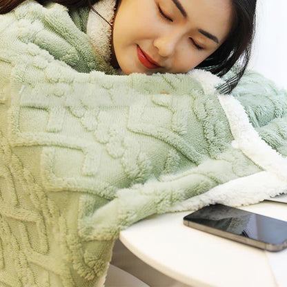 Argyle Pattern Fleece Shawl Blanket | Ultra-Soft Polyester | 35" x 55"