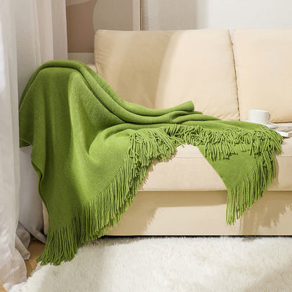 Tassel Throw Blanket | Soft Acrylic Fabric | 50" x 70" or 51" x 94"