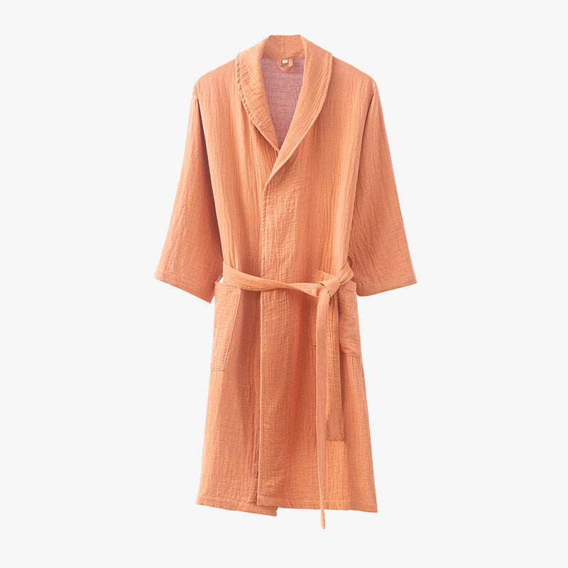 Cotton Gauze Bathrobe | Luxurious Softness | Solid Color