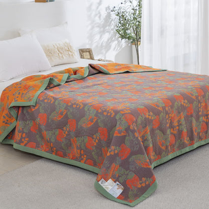 Three Layers Cotton Gauze Quilt | Organic Cotton | Rustic Leaf Design