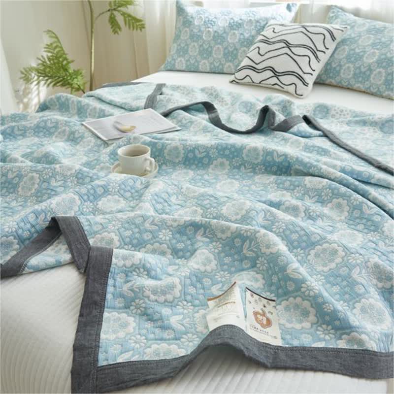 Summer Floral Cotton Gauze Quilt Set | 100% Organic Cotton | Full/Queen Size