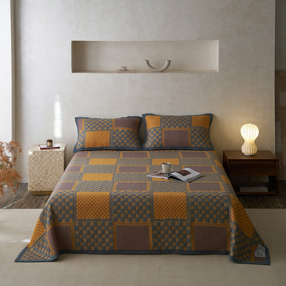 Cotton Gauze Quilt Set | 100% Organic Cotton | Retro Print with Pillowcases