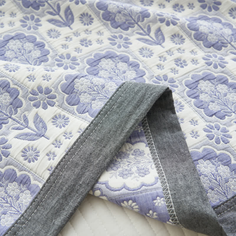 Summer Floral Cotton Gauze Quilt Set | 100% Organic Cotton | Full/Queen Size