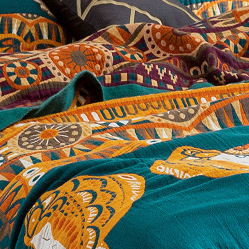 Cotton Reversible Quilt | Elephant Print Design | Full/Queen Size