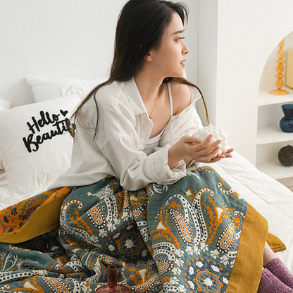 Floral Cotton Quilt | Organic Cotton | Dark Cyan