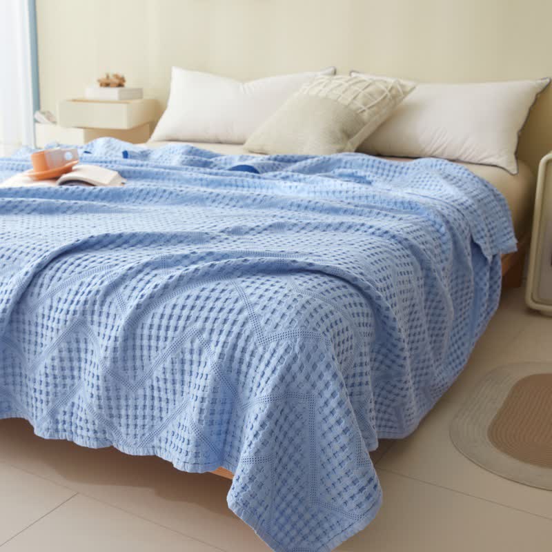 Organic Cotton Waffle Quilt | Eco-Friendly & Moisture Absorbent | Full/Queen Size