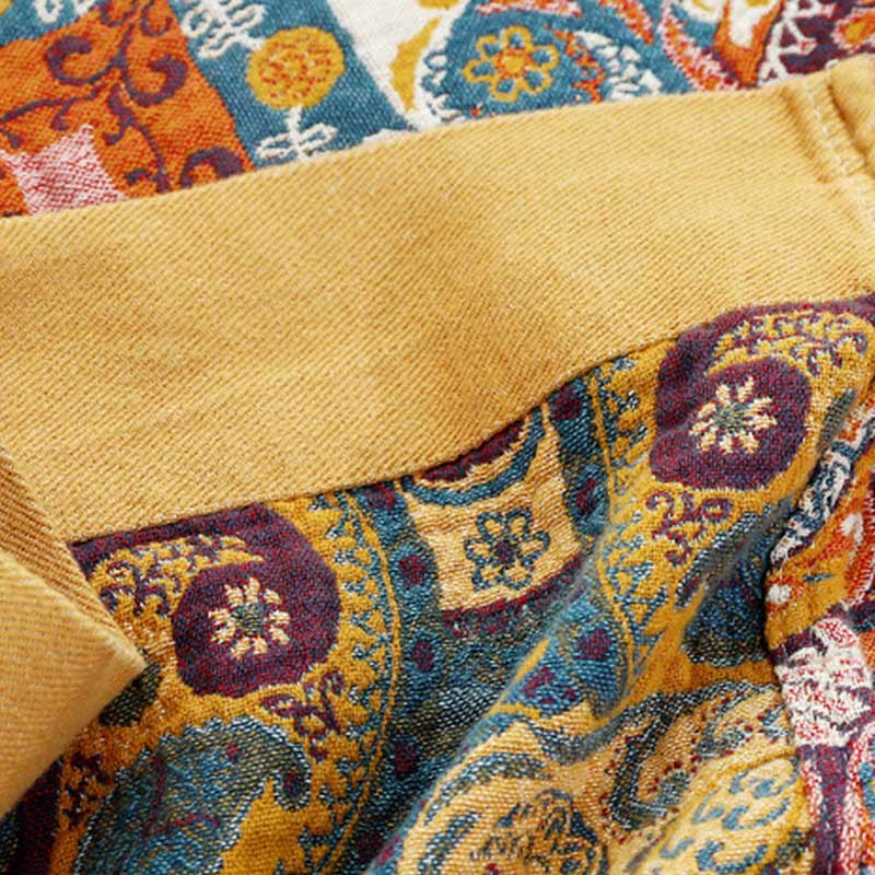 Boho Reversible Sofa Blanket | 95% Cotton | Orange, Full Size 59"W x 79"L