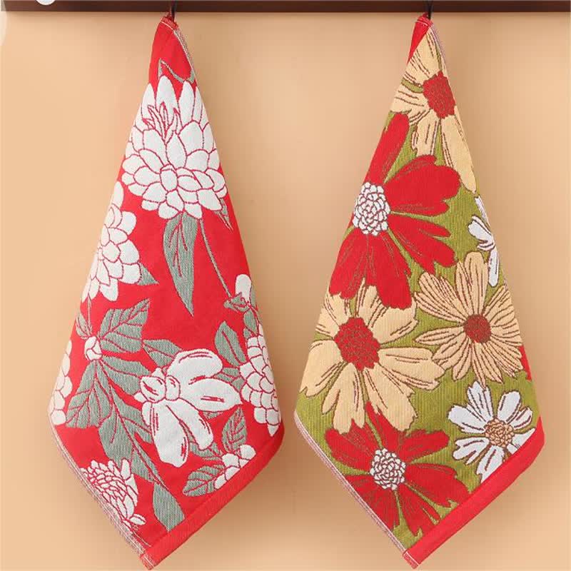 Hand Towels | Pure Cotton Floral Jacquard | Set of 2 or 4