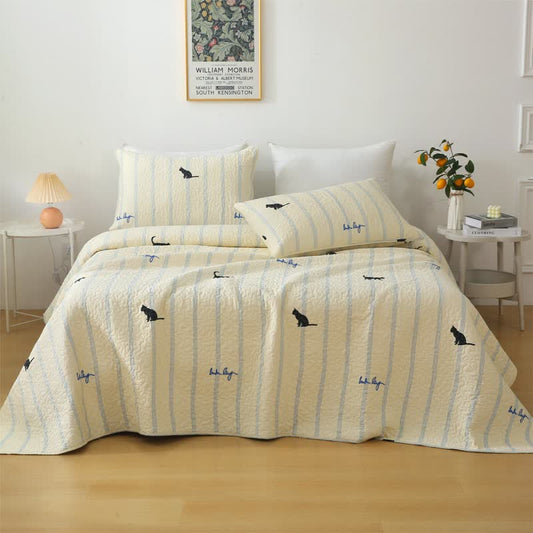 Pure Cotton Reversible Quilt | Black Cat Print | Available in Full, Queen, King Sizes