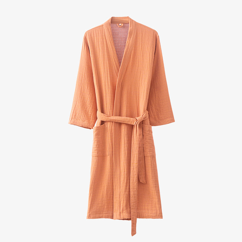 Cotton Gauze Bathrobe | Luxurious Softness | Solid Color