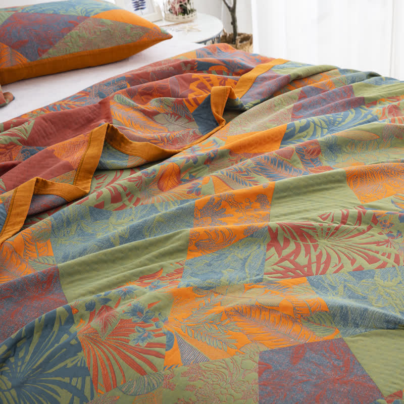 Cotton Gauze Quilt | Organic Cotton | Summer Leaf Pattern