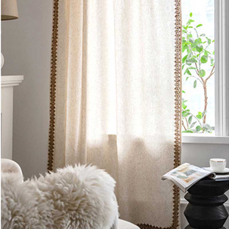 Bohemian Semi-Blackout Curtain | Cotton Blend | Beige