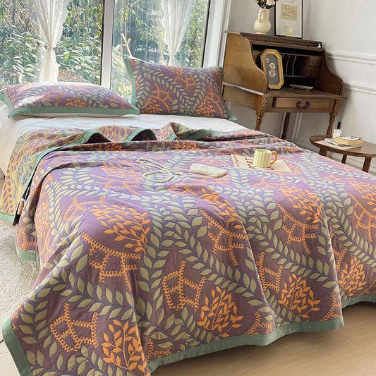Leaf Quilt Set | 100% Combed Cotton | King Size with 2 Pillowcases