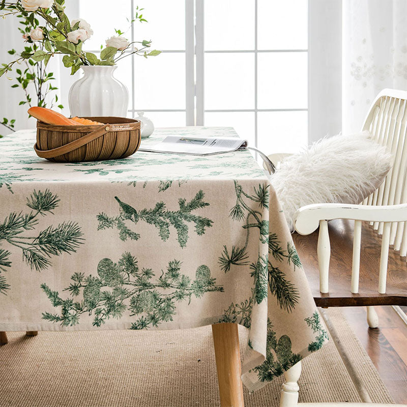 Pine Bird Tablecloth | Cotton Linen | Machine Washable
