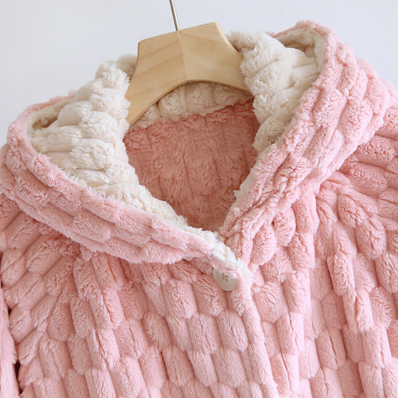 Hooded Bathrobe | Soft Microfiber Flannel | Solid Color
