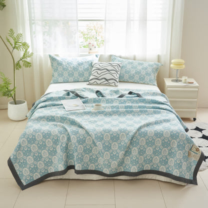 Summer Floral Cotton Gauze Quilt Set | 100% Organic Cotton | Full/Queen Size