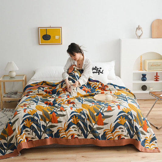 Cotton Quilt | Reversible Boho Floral Design | Full/Queen/King Sizes