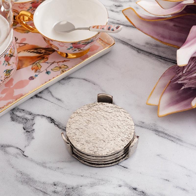 Steel Coaster Set | Durable Metallic Finish | Set of 4