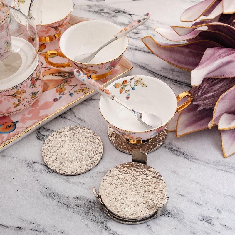Steel Coaster Set | Durable Metallic Finish | Set of 4