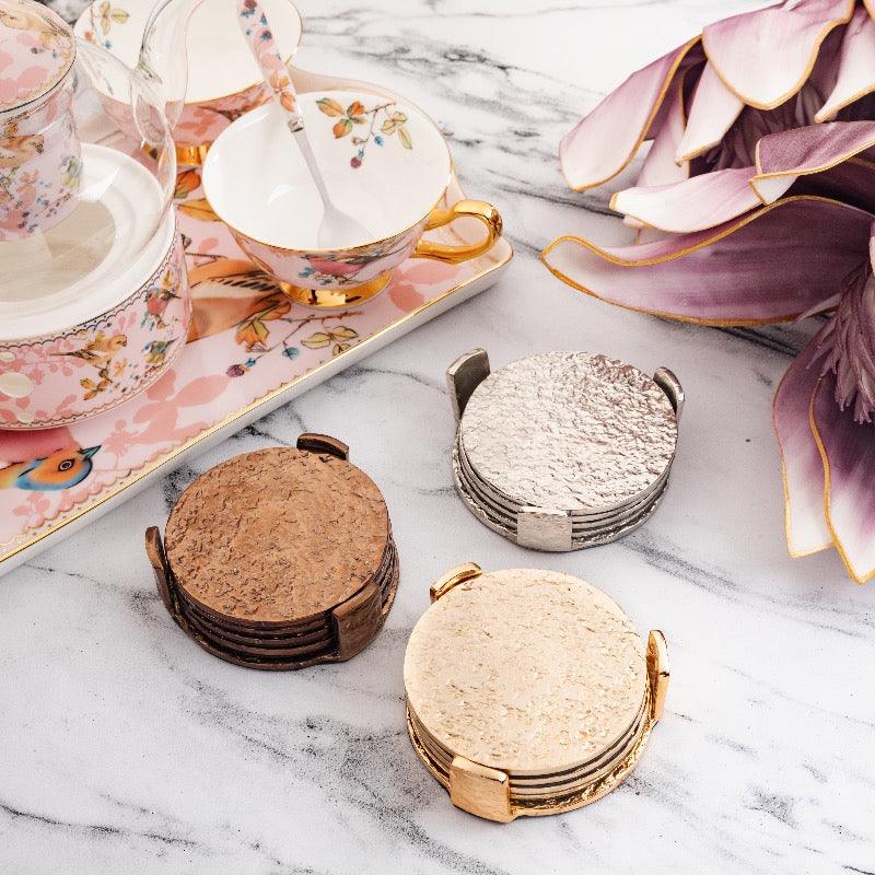 Steel Coaster Set | Durable Metallic Finish | Set of 4