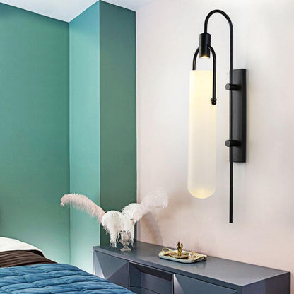 Arc Glass Wall Lamp | Frosted White Glass & Black Frame | Set of 2