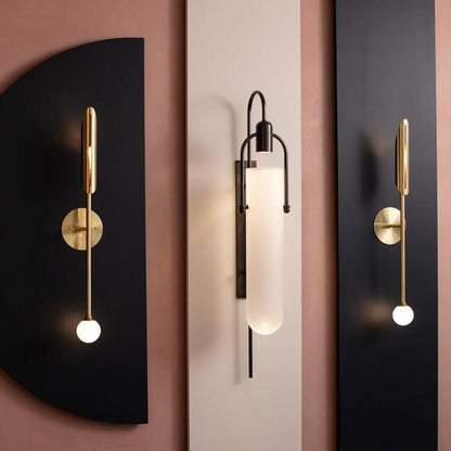 Arc Glass Wall Lamp | Frosted White Glass & Black Frame | Set of 2