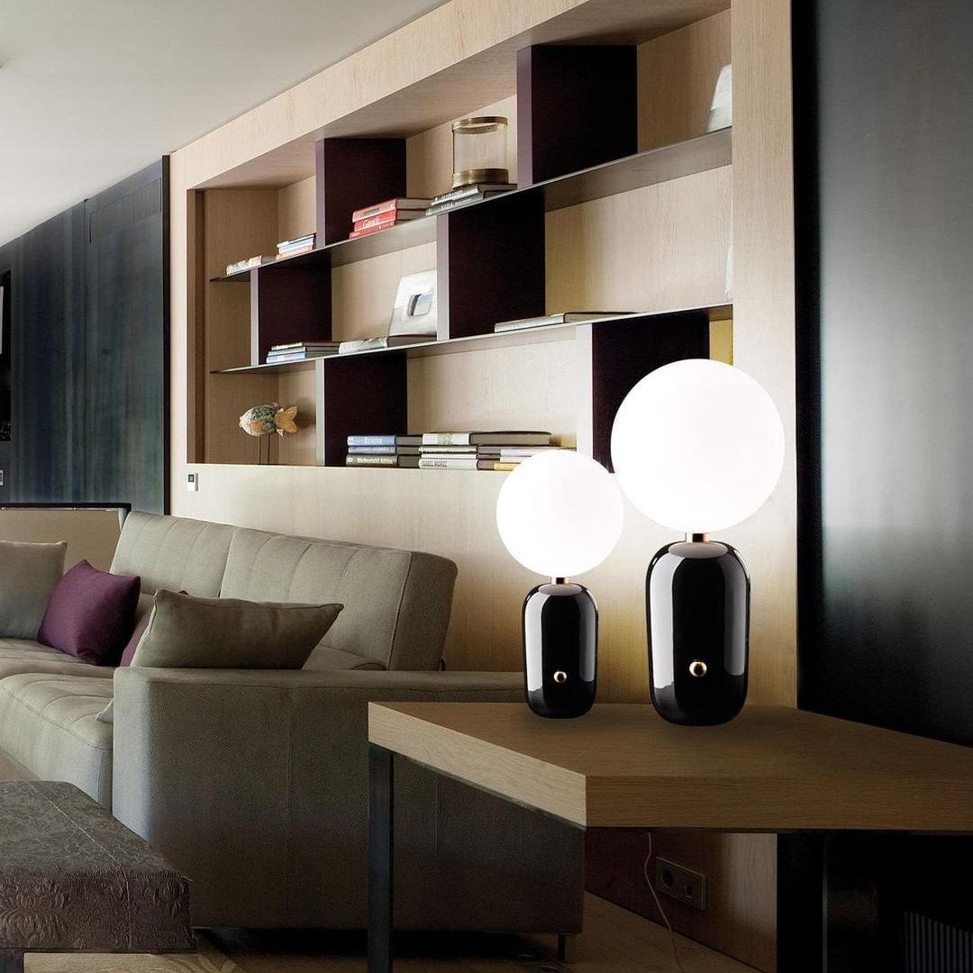 Kade Table Lamp | Blown Glass & Metal | Gold, White, or Black Base