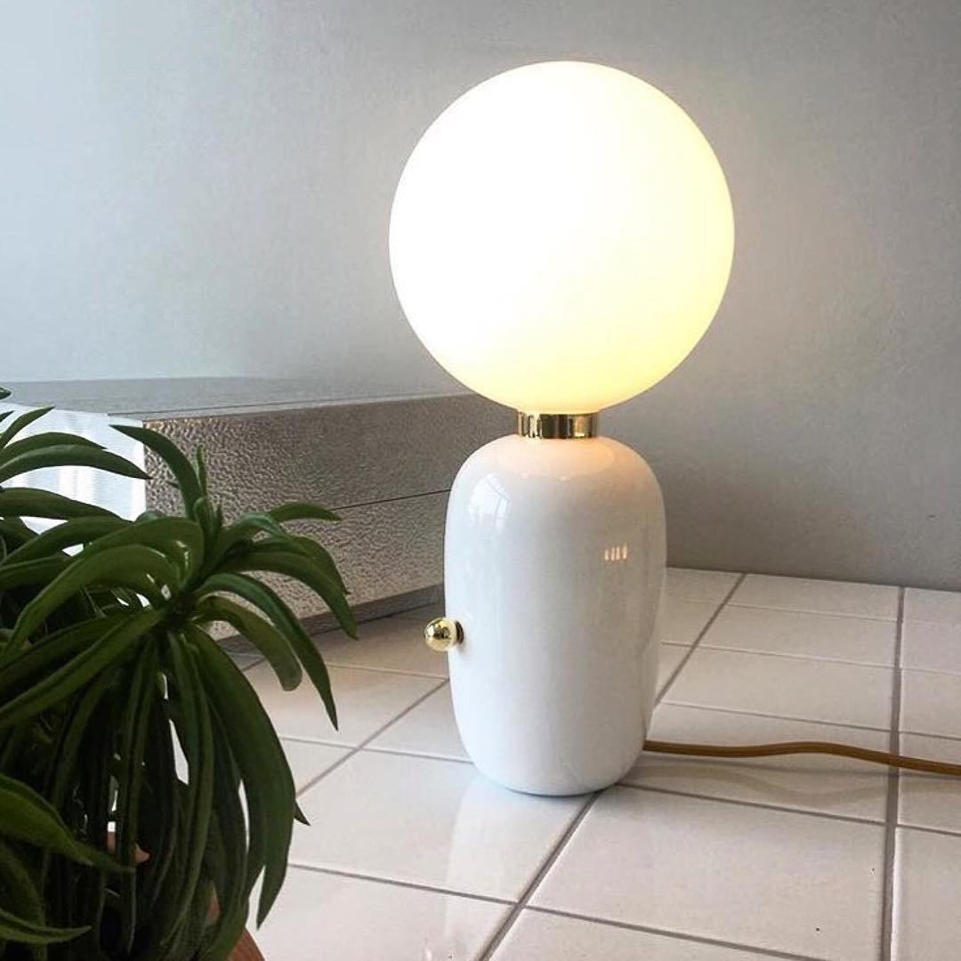Kade Table Lamp | Blown Glass & Metal | Gold, White, or Black Base