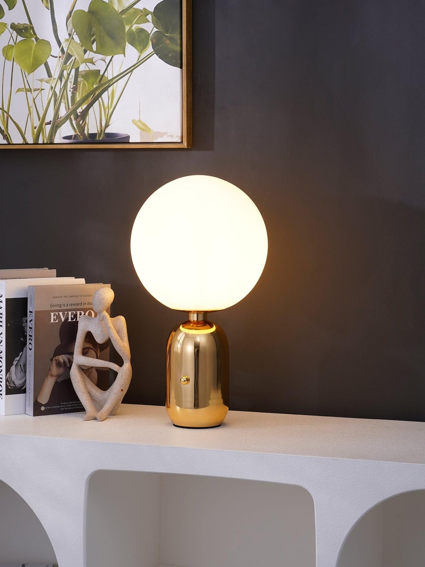 Kade Table Lamp | Blown Glass & Metal | Gold, White, or Black Base