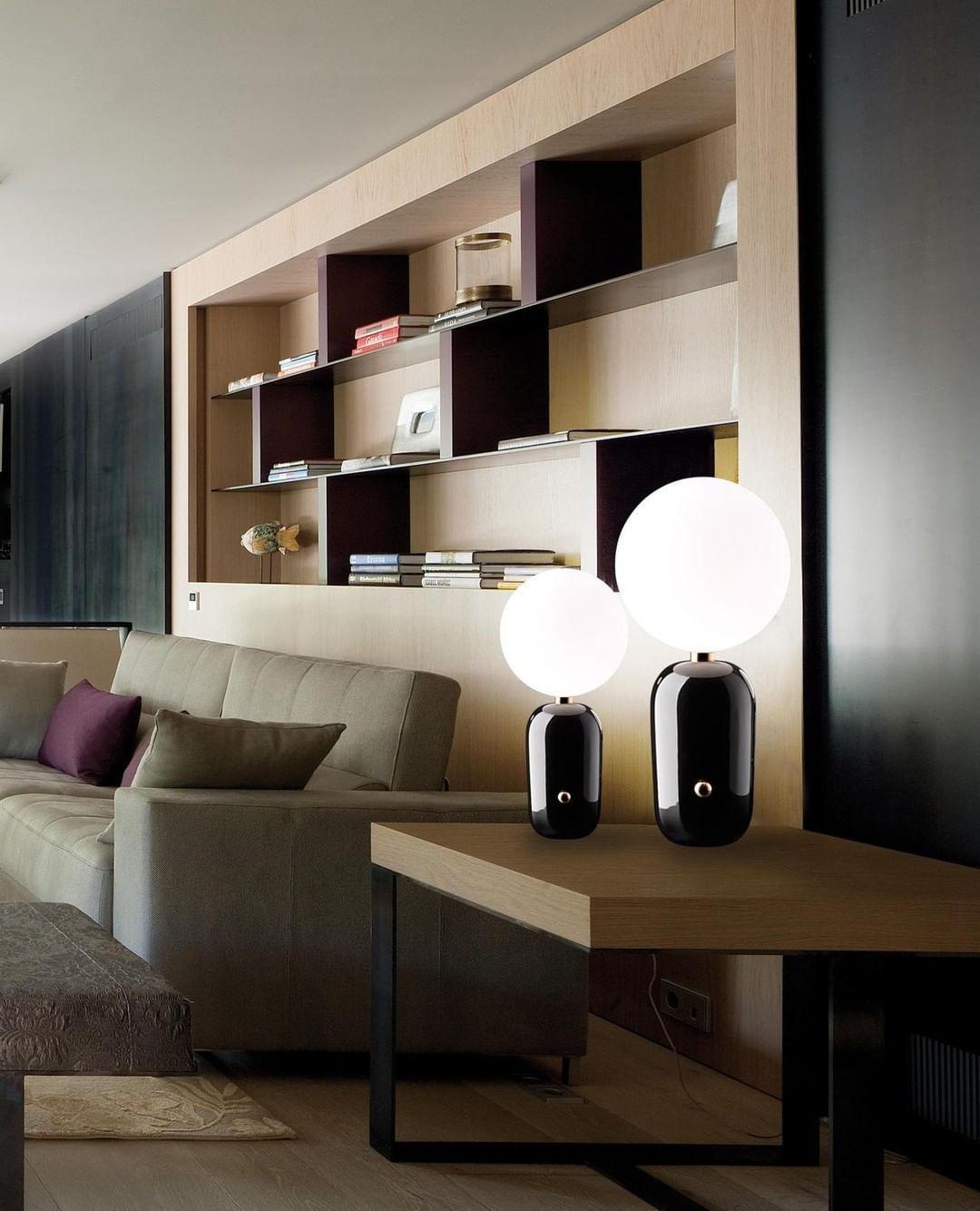 Kade Table Lamp | Blown Glass & Metal | Gold, White, or Black Base