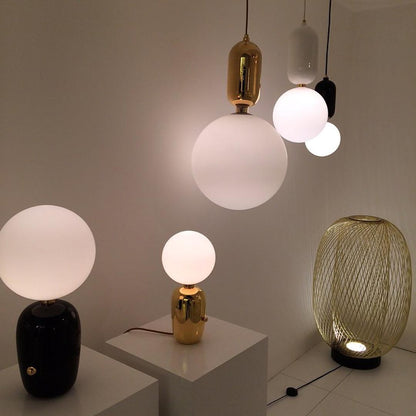 Kade Table Lamp | Blown Glass & Metal | Gold, White, or Black Base