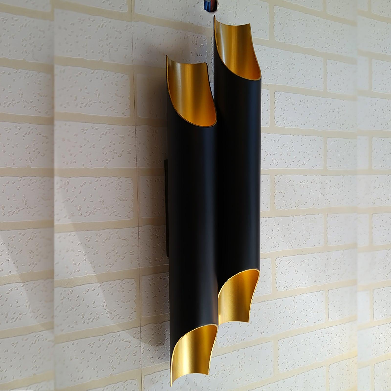 Abigali Straight Wall Lamp | Metal, Iron, Aluminum | Black & Gold, White & Gold