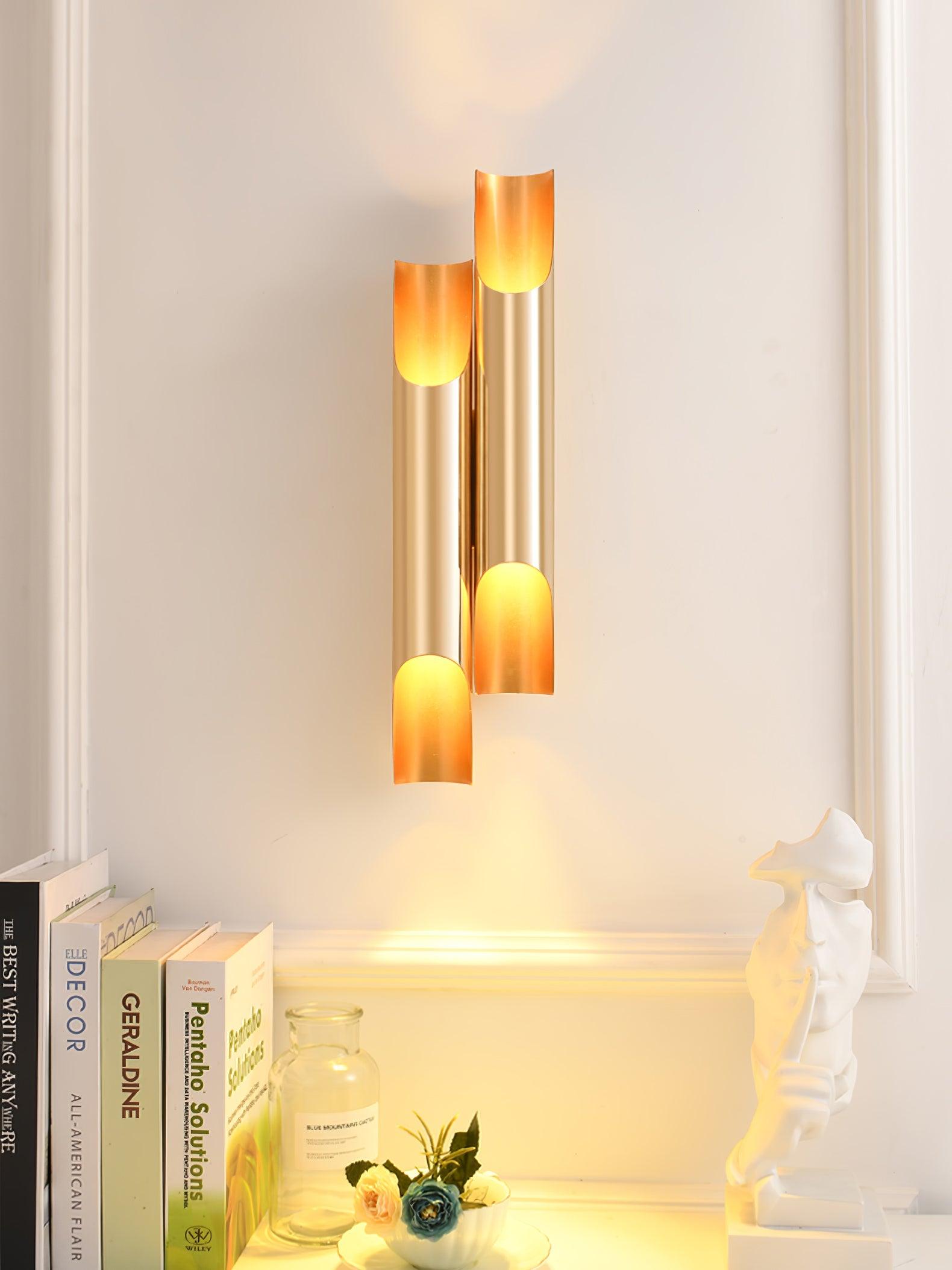 Abigali Straight Wall Lamp | Metal, Iron, Aluminum | Black & Gold, White & Gold