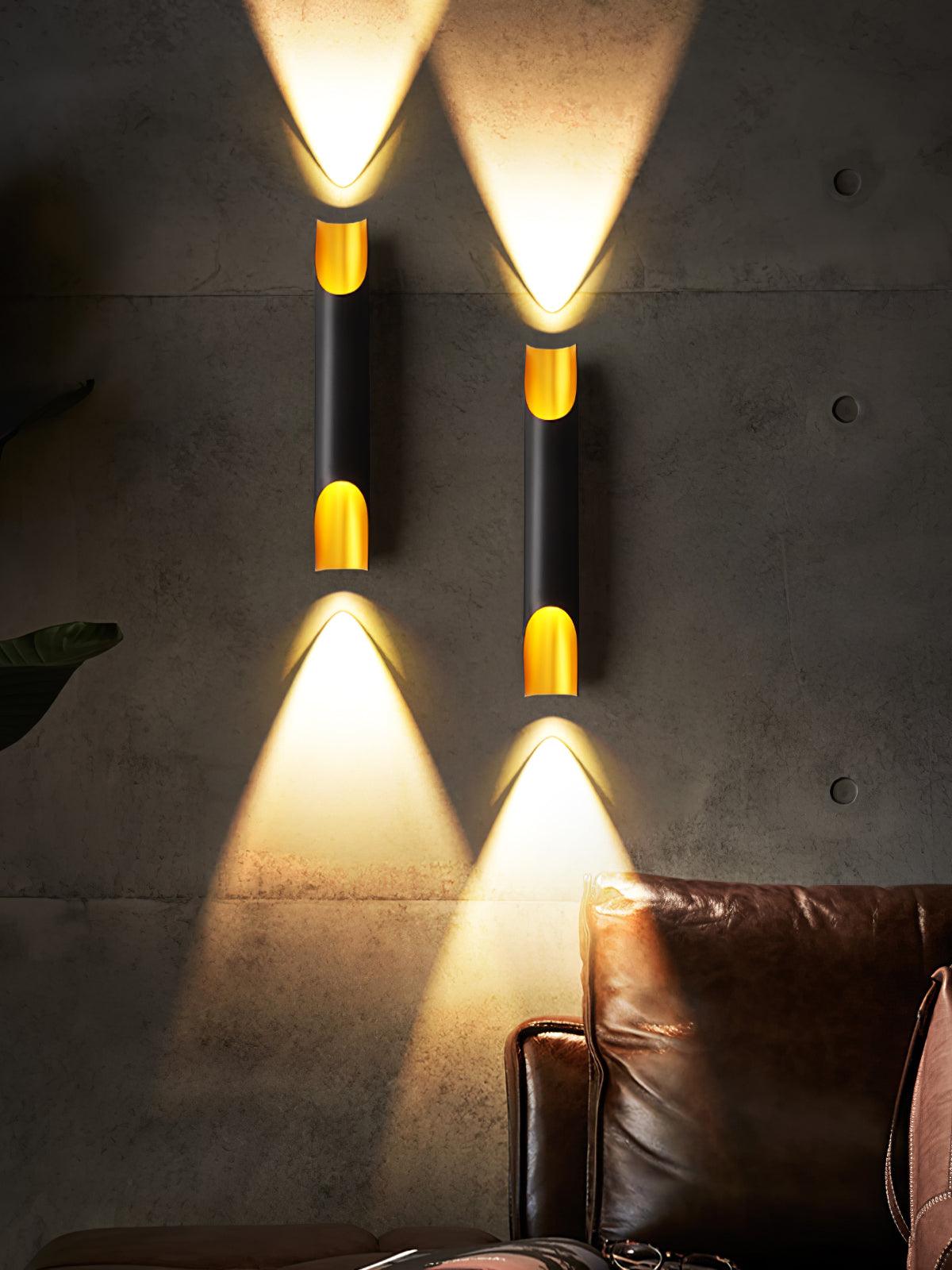 Abigali Straight Wall Lamp | Metal, Iron, Aluminum | Black & Gold, White & Gold