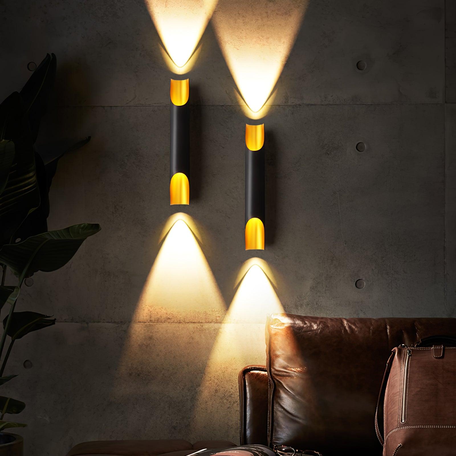 Abigali Straight Wall Lamp | Metal, Iron, Aluminum | Black & Gold, White & Gold