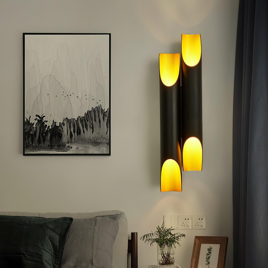Abigali Straight Wall Lamp | Metal, Iron, Aluminum | Black & Gold, White & Gold