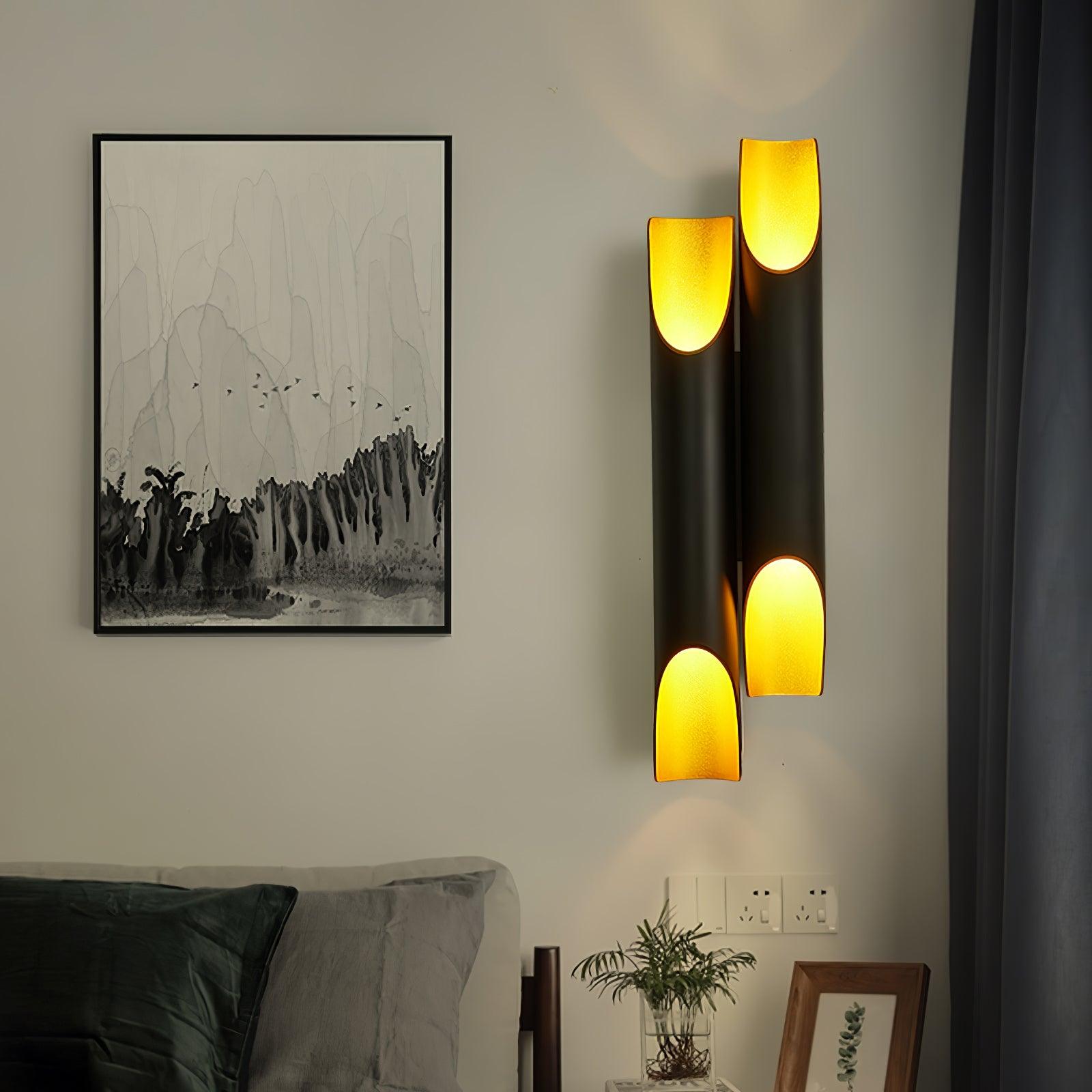 Abigali Straight Wall Lamp | Metal, Iron, Aluminum | Black & Gold, White & Gold