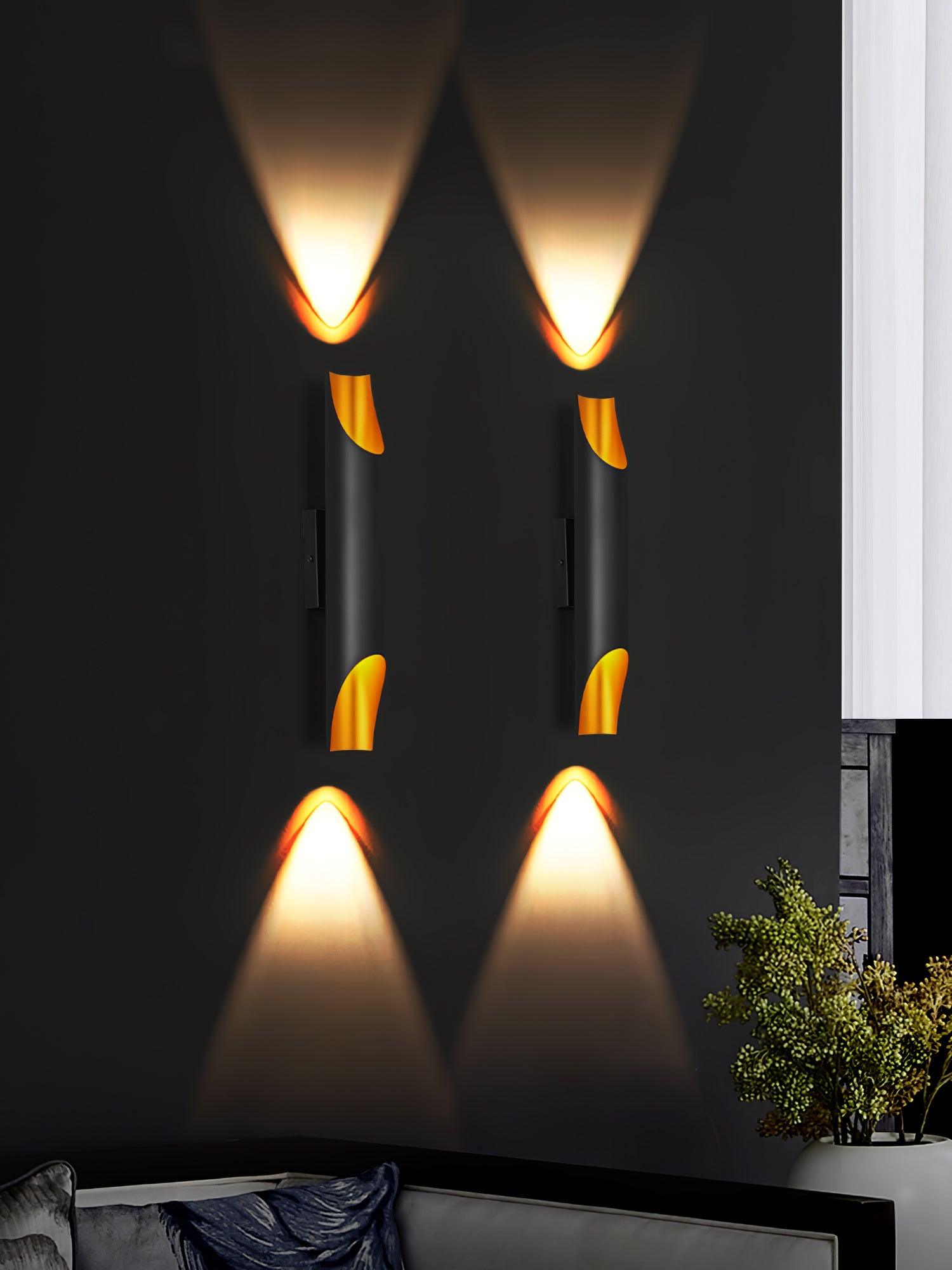 Abigali Straight Wall Lamp | Metal, Iron, Aluminum | Black & Gold, White & Gold